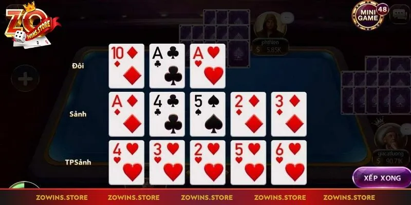 Xếp bài hợp lý khi đánh Mậu binh Zowin rất cần thiết